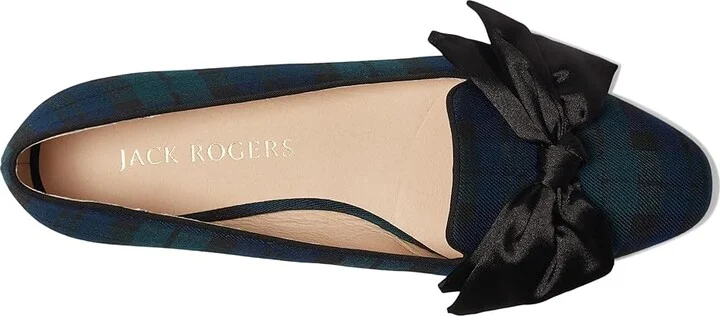 Jack Rogers Brookline Bow Loafers - Plaid Women's Flat Shoes Midnight Tartan : 8 M, Leather - Image 2