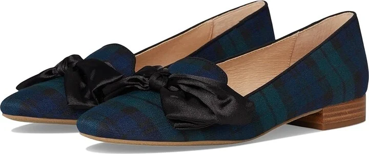 Jack Rogers Brookline Bow Loafers - Plaid Women's Flat Shoes Midnight Tartan : 8 M, Leather