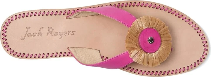 Jack Rogers Cay Thong Sandal Women's Sandals Fucshia Pink/Natural : 5 M, Leather - Image 2