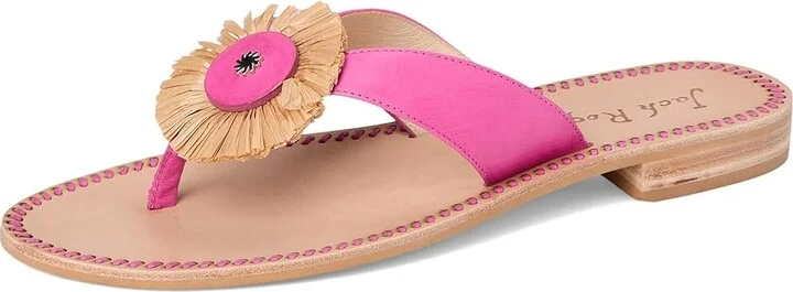 Jack Rogers Cay Thong Sandal Women's Sandals Fucshia Pink/Natural : 5 M, Leather - Image 5
