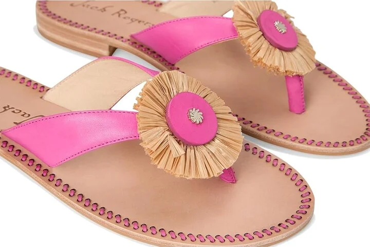 Jack Rogers Cay Thong Sandal Women's Sandals Fucshia Pink/Natural : 5 M, Leather - Image 7