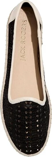 Jack Rogers Conwell Slip On - Nubuck Women's Flat Shoes Black/Ivory : 8.5 M - Image 2