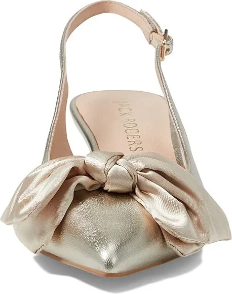 Jack Rogers Debra Slingback Kitten Heel High Women's Heels Platinum Nappa : 6.5 M, Leather - Image 2
