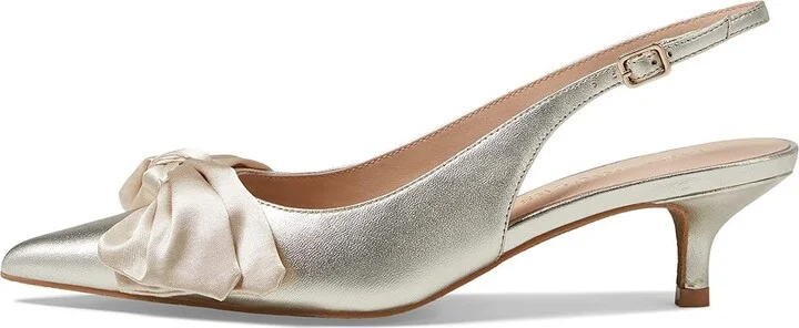 Jack Rogers Debra Slingback Kitten Heel High Women's Heels Platinum Nappa : 6.5 M, Leather - Image 5