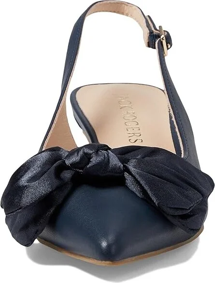 Jack Rogers Debra Slingback Kitten Heel High Women's Heels Platinum Nappa : 6.5 M, Leather - Image 6