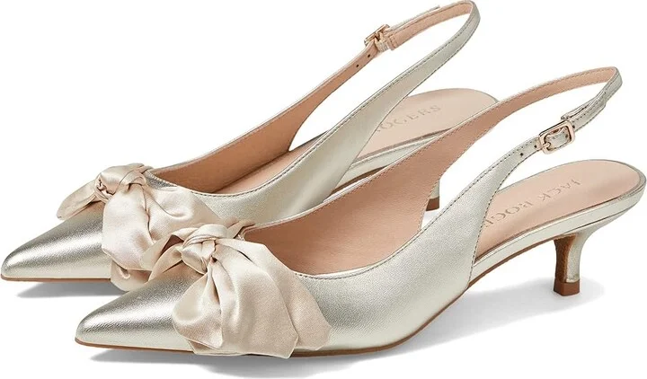 Jack Rogers Debra Slingback Kitten Heel High Women's Heels Platinum Nappa : 6.5 M, Leather
