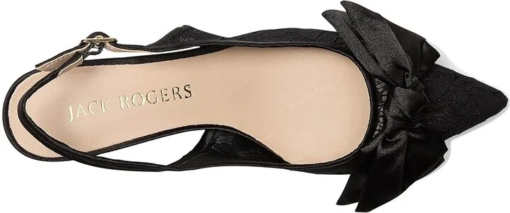 Jack Rogers Debra Slingback Kitten Heel - Lace/Satin High Women's Heels Black : 7 M, Textile - Image 2