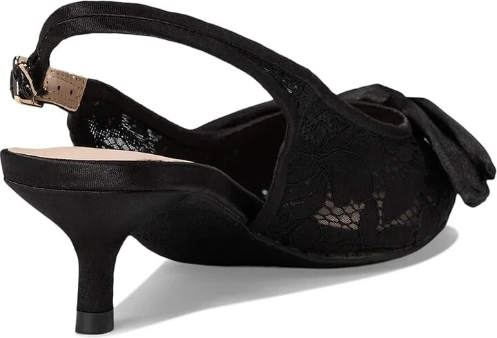 Jack Rogers Debra Slingback Kitten Heel - Lace/Satin High Women's Heels Black : 7 M, Textile - Image 4