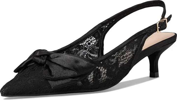 Jack Rogers Debra Slingback Kitten Heel - Lace/Satin High Women's Heels Black : 7 M, Textile - Image 5