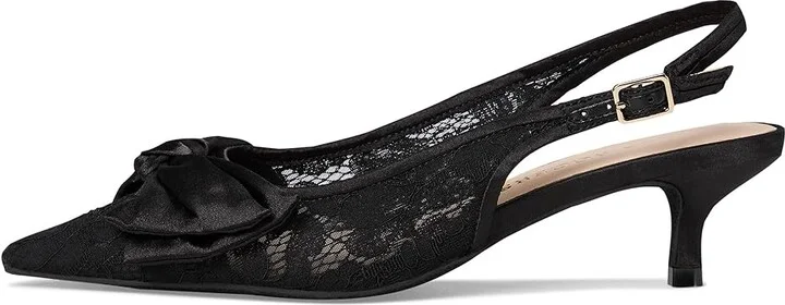 Jack Rogers Debra Slingback Kitten Heel - Lace/Satin High Women's Heels Black : 7 M, Textile - Image 6