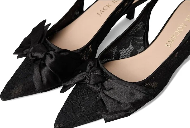 Jack Rogers Debra Slingback Kitten Heel - Lace/Satin High Women's Heels Black : 7 M, Textile - Image 7