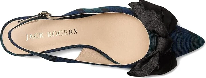 Jack Rogers Debra Slingback Kitten Heel - Plaid/Satin High Women's Heels Midnight Tartan/Black : 5 M, Textile - Image 2
