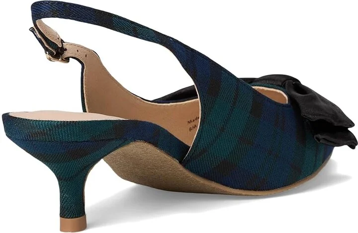 Jack Rogers Debra Slingback Kitten Heel - Plaid/Satin High Women's Heels Midnight Tartan/Black : 5 M, Textile - Image 4
