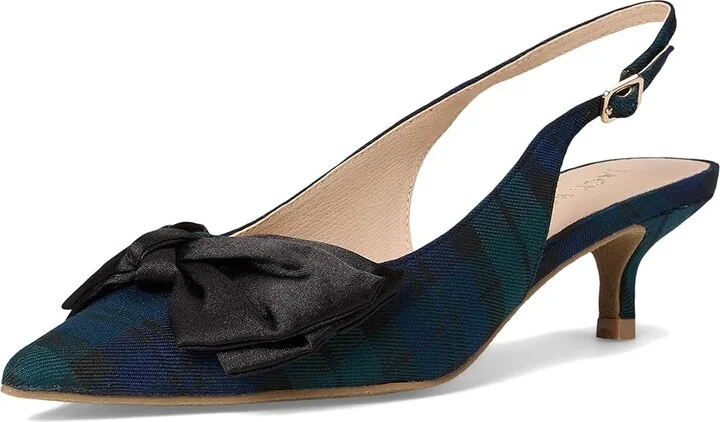 Jack Rogers Debra Slingback Kitten Heel - Plaid/Satin High Women's Heels Midnight Tartan/Black : 5 M, Textile - Image 5