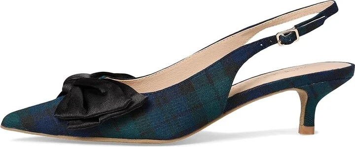 Jack Rogers Debra Slingback Kitten Heel - Plaid/Satin High Women's Heels Midnight Tartan/Black : 5 M, Textile - Image 6