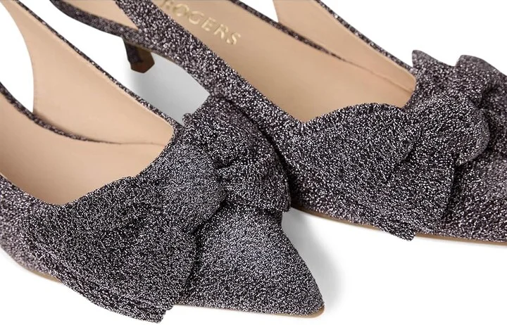 Jack Rogers Debra Slingback Kitten Heel - Sparkle High Women's Heels Anthracite Sparkle : 6 M, Textile - Image 7