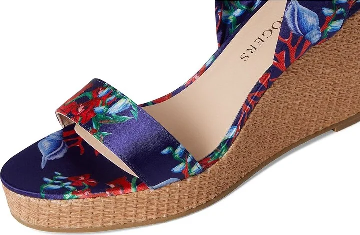 Jack Rogers Deirdre Scarf Wedge Women's Wedge Shoes Midnite : 9 M, Leather - Image 2