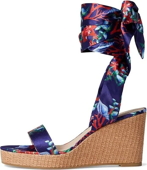 Jack Rogers Deirdre Scarf Wedge Women's Wedge Shoes Midnite : 9 M, Leather - Image 6
