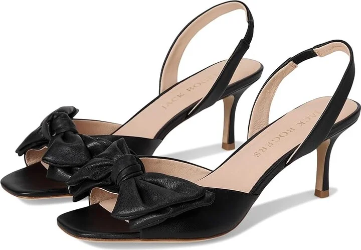 Jack Rogers Eloise Bow Slingback Women's Sandals Black : 5 M, Leather