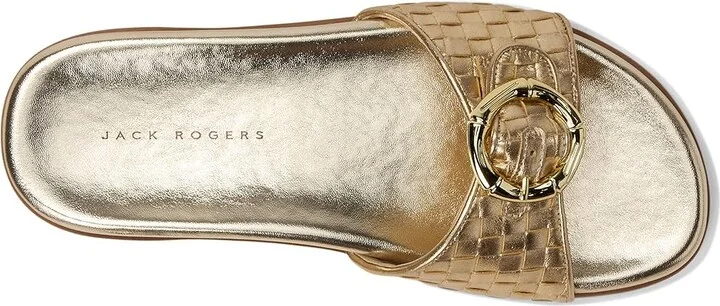 Jack Rogers Essex Slide - Embossed Metallic Leather Women's Sandals Jacks Platinum : 11 M - Image 2