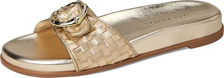 Jack Rogers Essex Slide - Embossed Metallic Leather Women's Sandals Jacks Platinum : 11 M - Image 5
