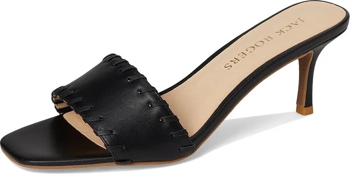 Jack Rogers Flora Kitten Heel - Nappa Women's Wedge Shoes Black : 6 M, Leather/Rubber - Image 5
