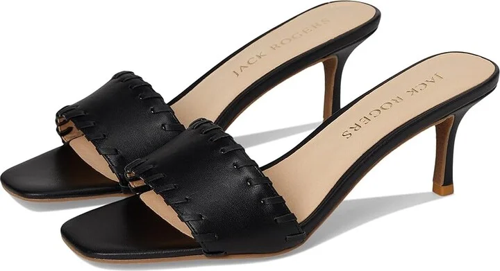 Jack Rogers Flora Kitten Heel - Nappa Women's Wedge Shoes Black : 6 M, Leather/Rubber