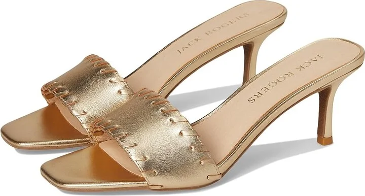 Jack Rogers Flora Kitten Heel - Nappa Women's Wedge Shoes Gold : 6 M, Leather/Rubber