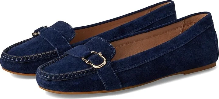 Jack Rogers Hanover Hardware Moccassin - Suede Women's Flat Shoes Midnight : 9.5 M, Leather/Rubber/Suede