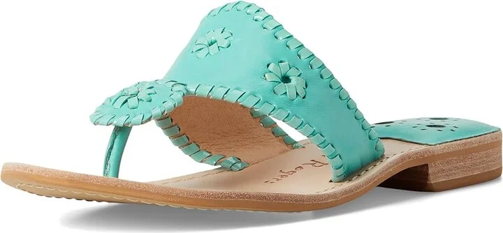 Jack Rogers Jacks Flat Sandal - Nappa/Patent Women's Wedge Shoes Aquatic/ Aquatic Pat : 9.5 M, Leather - Image 5