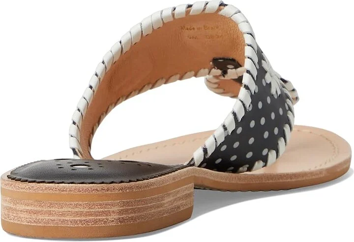 Jack Rogers Jacks Flat Sandal - Nappa/Patent Women's Wedge Shoes Black/ White Dot Pat : 5 M, Leather - Image 4