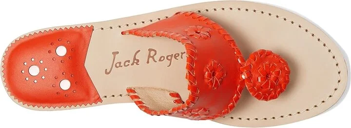 Jack Rogers Jacks Flat Sandal - Nappa/Patent Women's Wedge Shoes Flame/ Flame Pat : 6 M, Leather - Image 2