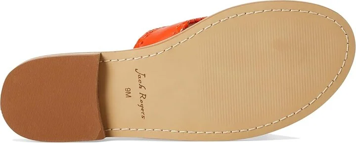 Jack Rogers Jacks Flat Sandal - Nappa/Patent Women's Wedge Shoes Flame/ Flame Pat : 6 M, Leather - Image 3