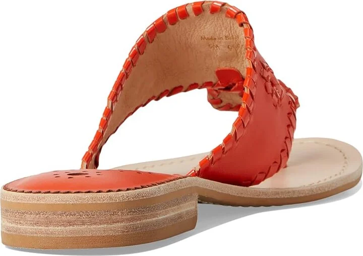 Jack Rogers Jacks Flat Sandal - Nappa/Patent Women's Wedge Shoes Flame/ Flame Pat : 6 M, Leather - Image 4