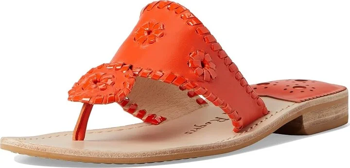 Jack Rogers Jacks Flat Sandal - Nappa/Patent Women's Wedge Shoes Flame/ Flame Pat : 6 M, Leather - Image 5