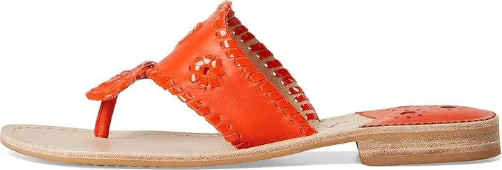 Jack Rogers Jacks Flat Sandal - Nappa/Patent Women's Wedge Shoes Flame/ Flame Pat : 6 M, Leather - Image 6