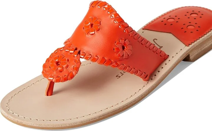 Jack Rogers Jacks Flat Sandal - Nappa/Patent Women's Wedge Shoes Flame/ Flame Pat : 6 M, Leather - Image 7