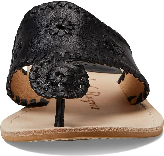 Jack Rogers Jacks Flat Sandal Wide Women's Shoes Black/Black : 9 M, Leather - Image 2
