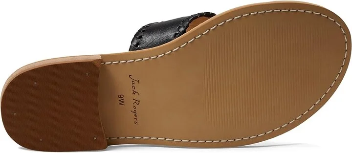 Jack Rogers Jacks Flat Sandal Wide Women's Shoes Black/Black : 9 M, Leather - Image 3