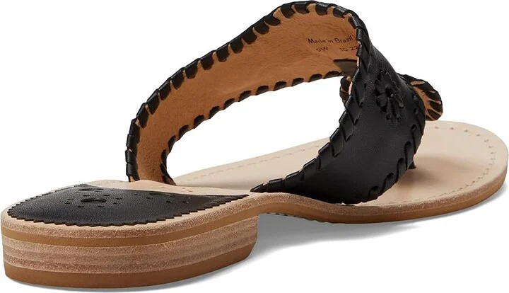 Jack Rogers Jacks Flat Sandal Wide Women's Shoes Black/Black : 9 M, Leather - Image 4