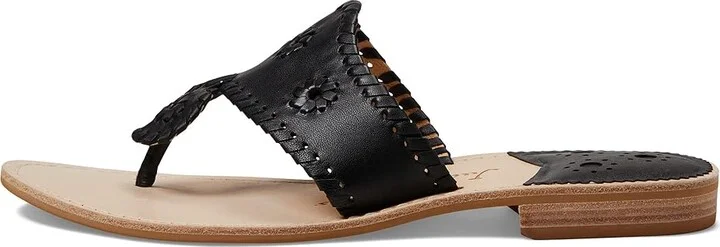 Jack Rogers Jacks Flat Sandal Wide Women's Shoes Black/Black : 9 M, Leather - Image 5