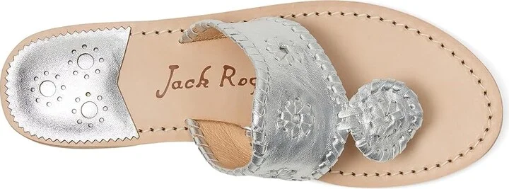 Jack Rogers Jacks Flat Sandal Women's Sandals Silver/Silver : 7 M, Leather - Image 2