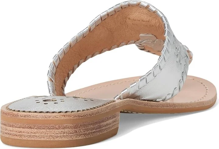 Jack Rogers Jacks Flat Sandal Women's Sandals Silver/Silver : 7 M, Leather - Image 4