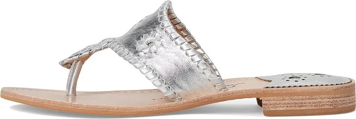 Jack Rogers Jacks Flat Sandal Women's Sandals Silver/Silver : 7 M, Leather - Image 6