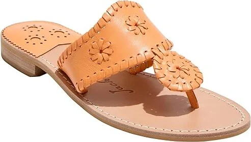 Jack Rogers Jacks Flat Sandals - Leather Women's Sandals Apricot : 7 M