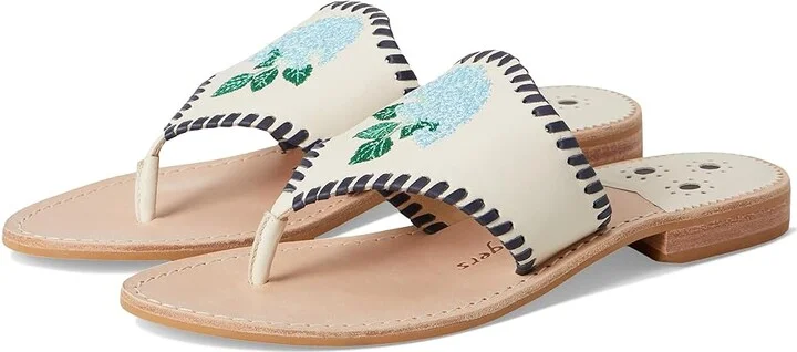 Jack Rogers Jacks Hydrangea Women's Sandals Ivory : 6.5 M, Leather/Rubber