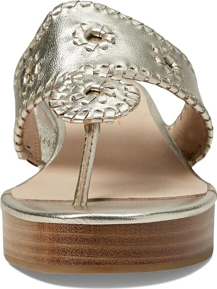 Jack Rogers Jacks Mid Wedge Stacked Women's Shoes Platinum/Platinum : 9 M, Leather - Image 2