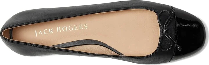 Jack Rogers Kenlyn Cap Toe Ballet - Leather/Patent Women's Flat Shoes Black/Black Pat : 6.5 M - Image 2