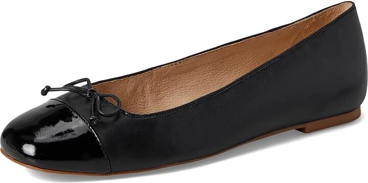 Jack Rogers Kenlyn Cap Toe Ballet - Leather/Patent Women's Flat Shoes Black/Black Pat : 6.5 M - Image 5