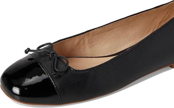 Jack Rogers Kenlyn Cap Toe Ballet - Leather/Patent Women's Flat Shoes Black/Black Pat : 6.5 M - Image 7